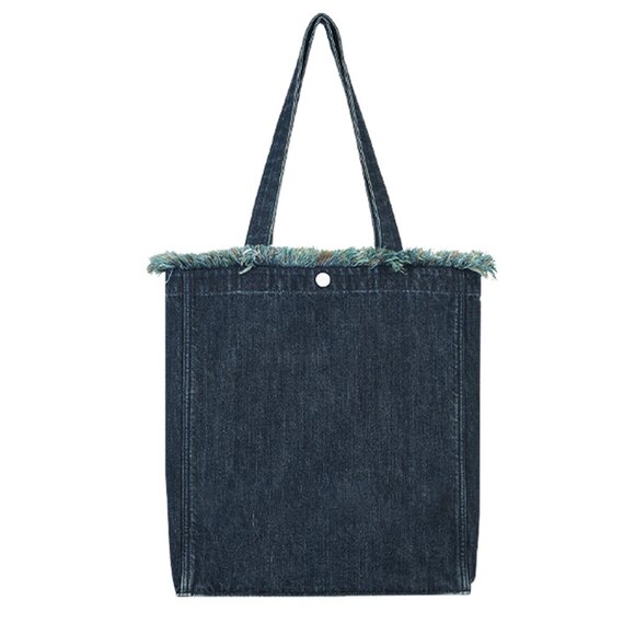 Brand New Clearance - Forest-Inspired Green Fringe Boho Denim Tote Bag - Picture 1 of 7